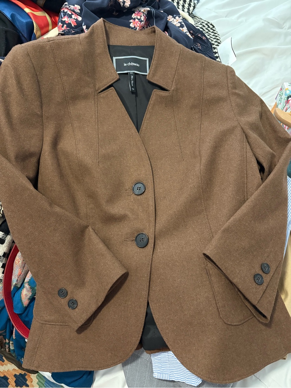 Le Chateau Vintage Brown Wool Blend Tailored Jacket